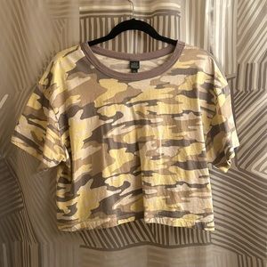 Cropped yellow camo top
